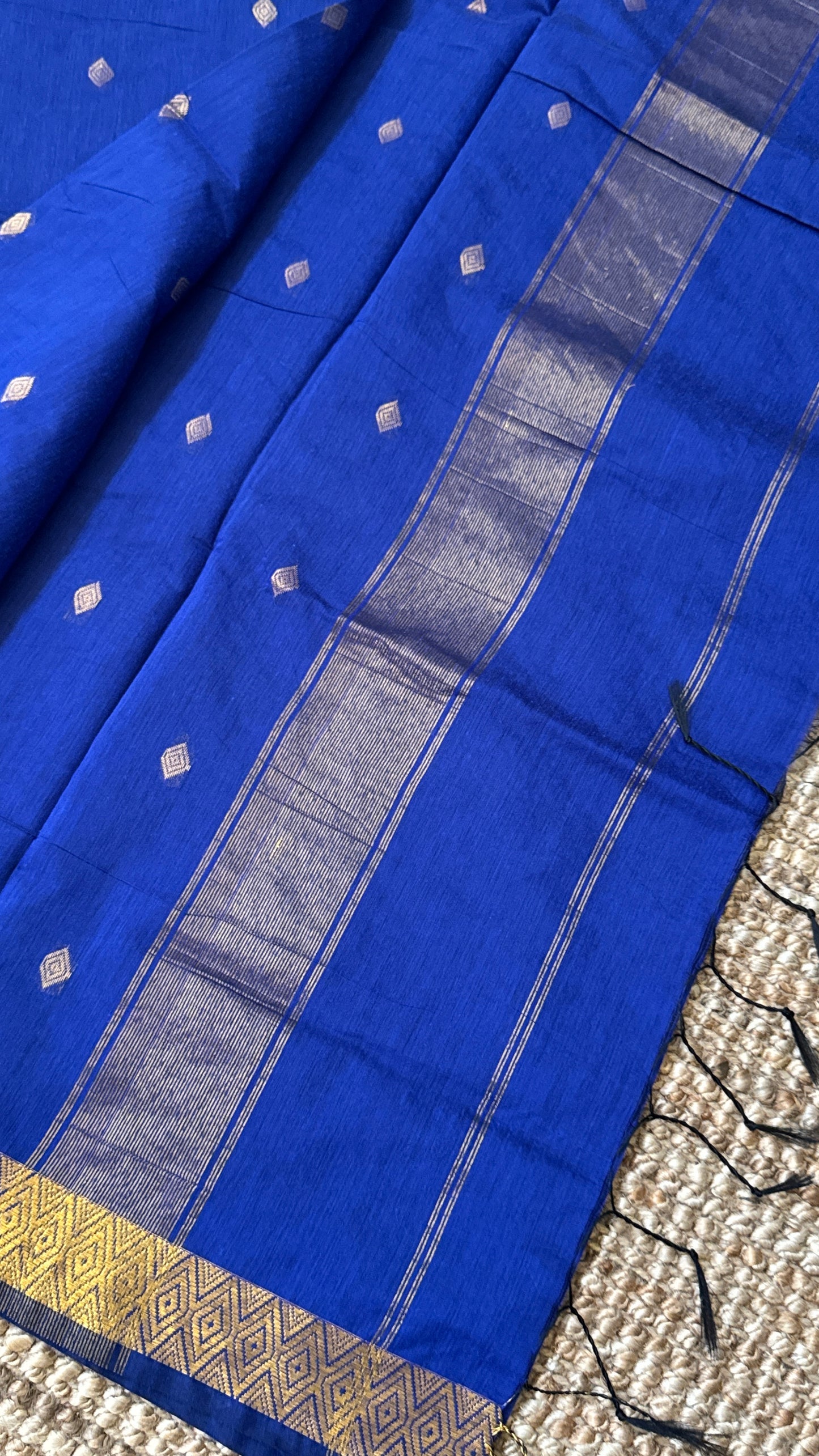 Purely Hand-Woven - Royal Blue Cotton Silk Saree
