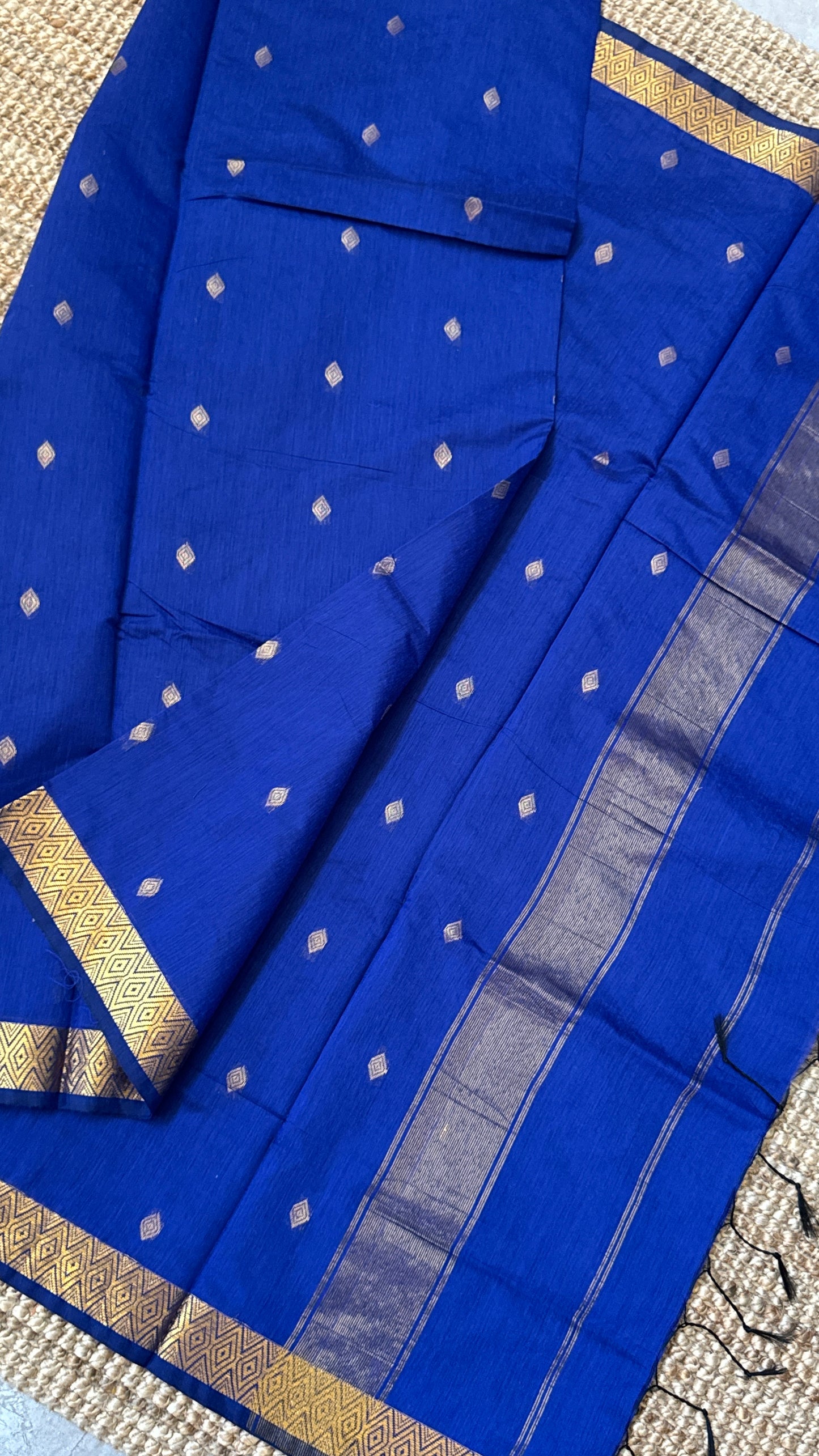 Purely Hand-Woven - Royal Blue Cotton Silk Saree