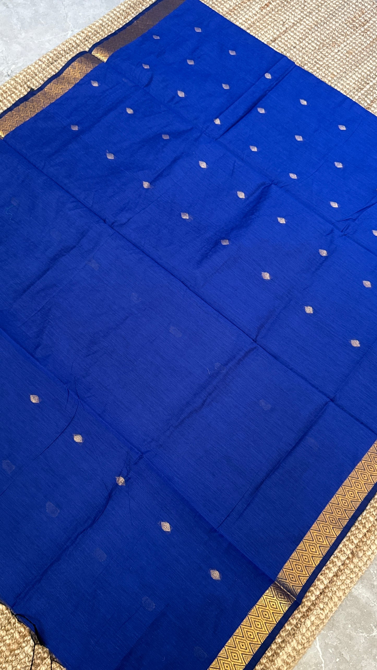 Purely Hand-Woven - Royal Blue Cotton Silk Saree