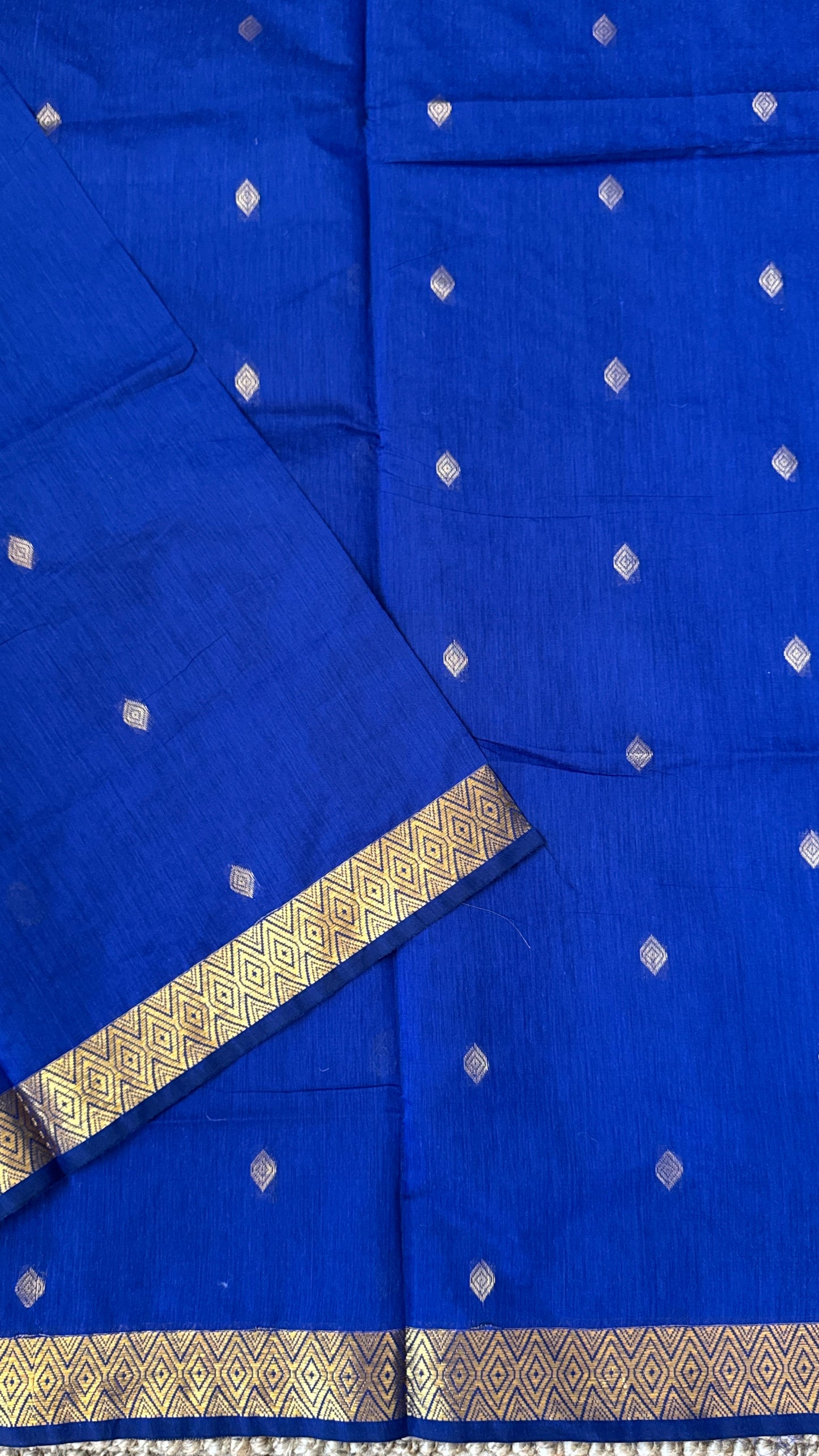 Purely Hand-Woven - Royal Blue Cotton Silk Saree