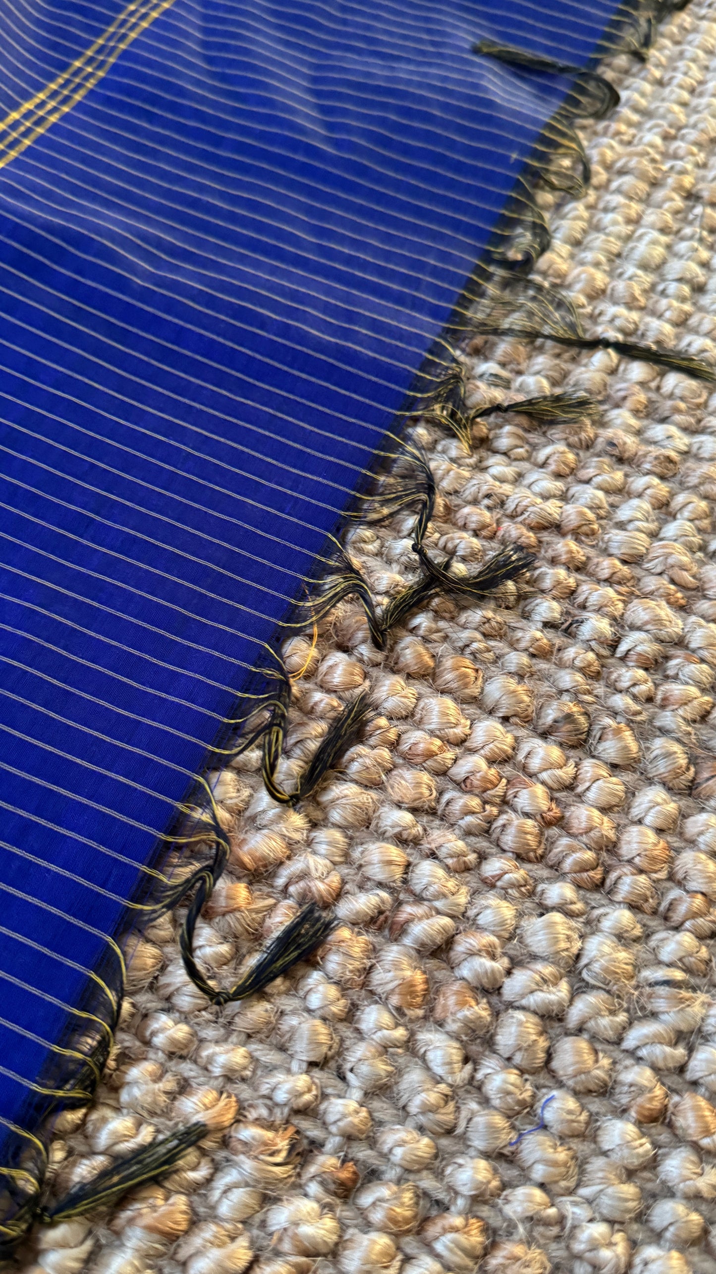 Purely Hand-Woven - Royal Blue checkered traditional Saree