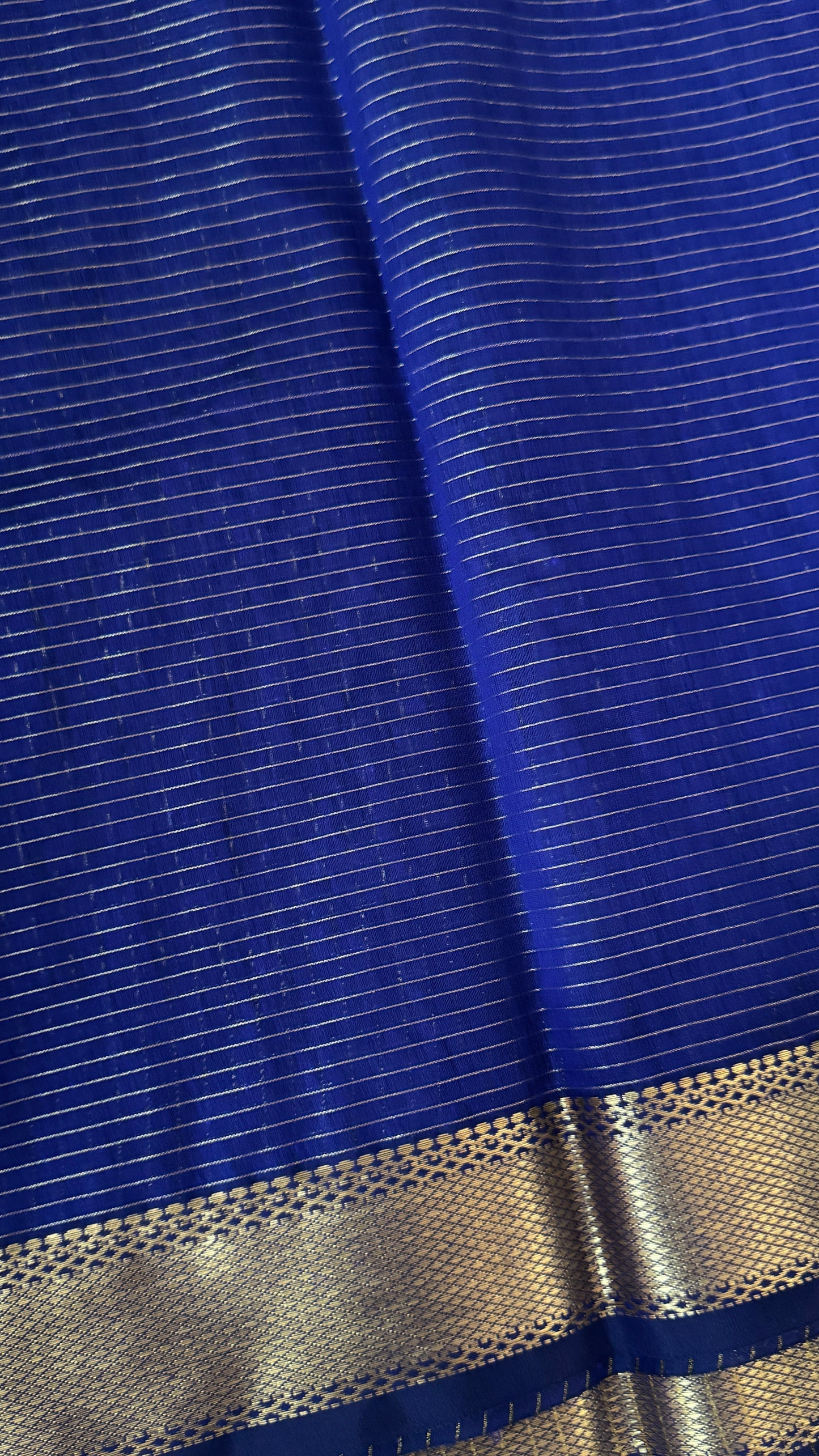 Purely Hand-Woven - Royal Blue checkered traditional Tissue Silk Saree