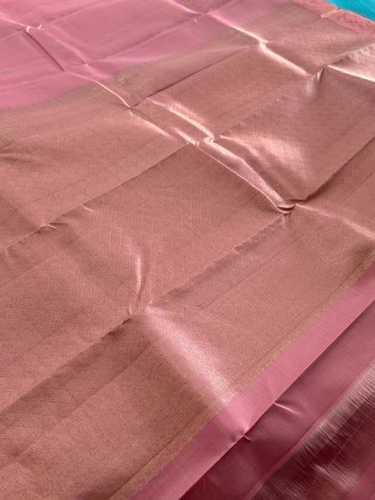 KANJIVARAM PURE SILK SAREE – Light Pink with Turning Border
