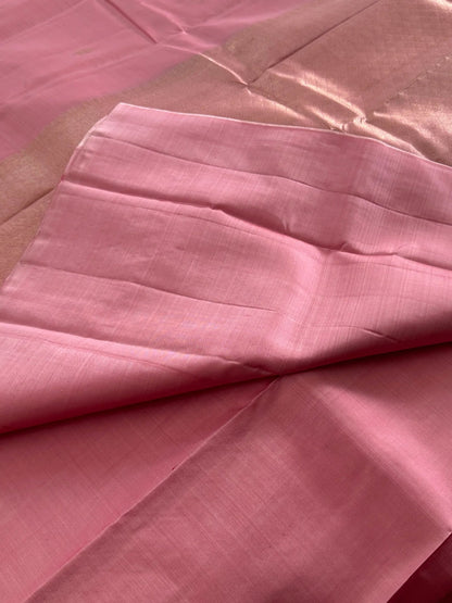 KANJIVARAM PURE SILK SAREE – Light Pink with Turning Border