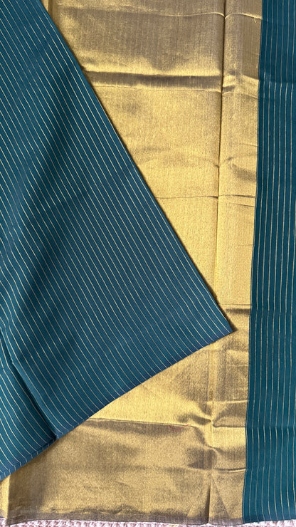Purely Handwoven - Green with Gold Tissue Zari Weaving