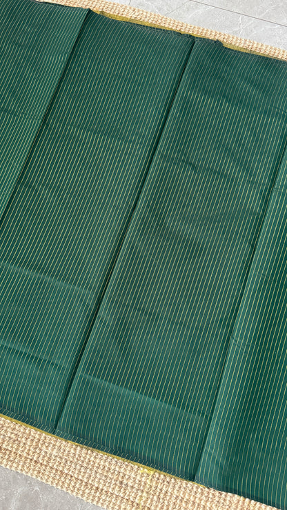 Purely Handwoven - Green with Gold Tissue Zari Weaving