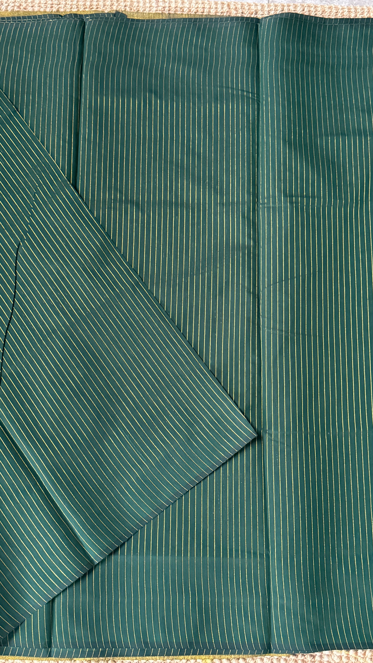 Purely Handwoven - Green with Gold Tissue Zari Weaving