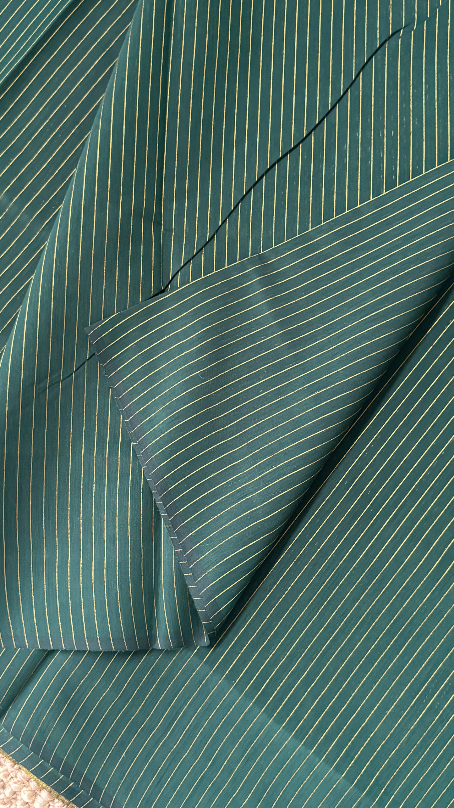 Purely Handwoven - Green with Gold Tissue Zari Weaving