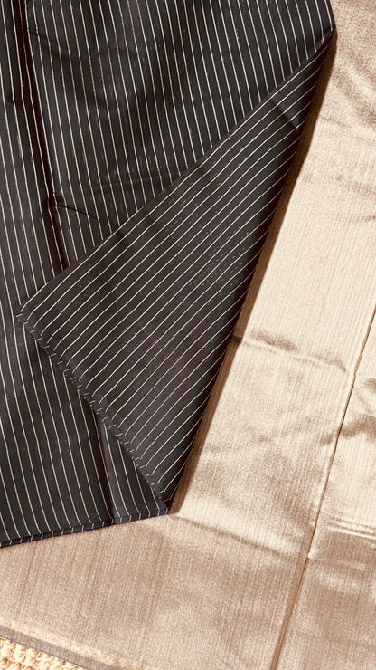 Purely Handwoven - Black with Silver Tissue Zari Weaving