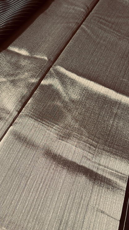 Purely Handwoven - Black with Silver Tissue Zari Weaving