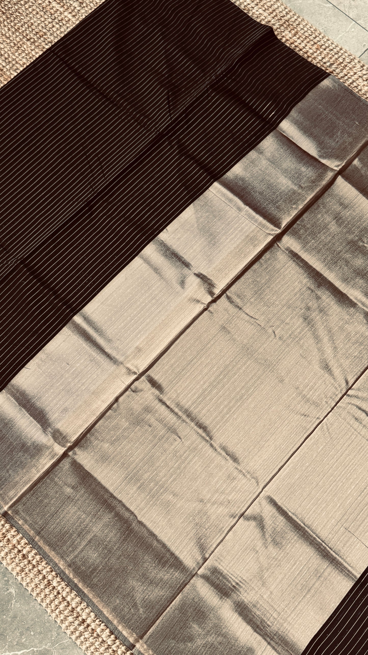 Purely Handwoven - Black with Silver Tissue Zari Weaving