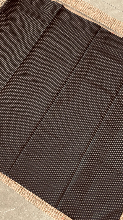 Purely Handwoven - Black with Silver Tissue Zari Weaving