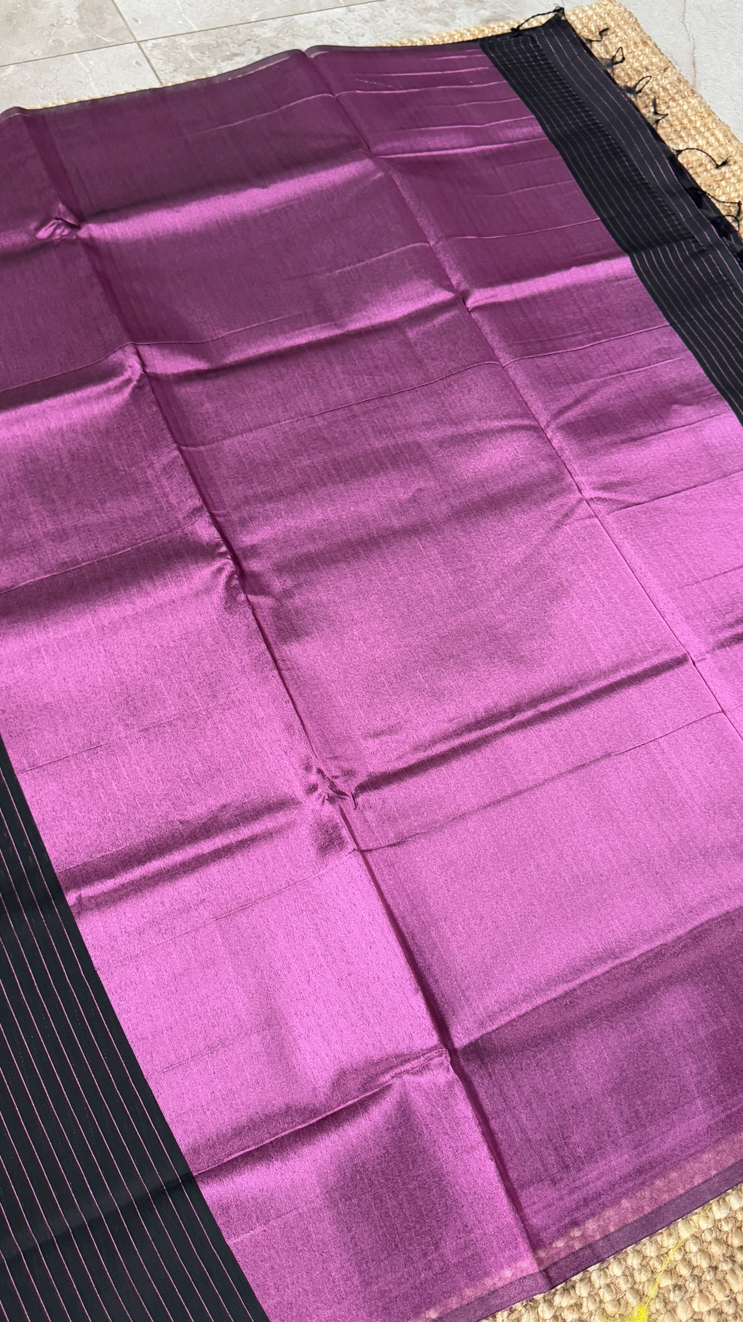 Purely Handwoven - Black with Pink Tissue Zari Weaving