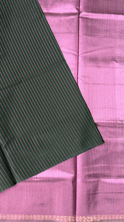 Purely Handwoven - Black with Pink Tissue Zari Weaving