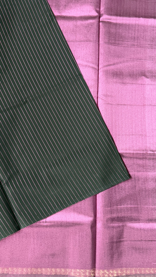 Purely Handwoven - Black with Pink Tissue Zari Weaving