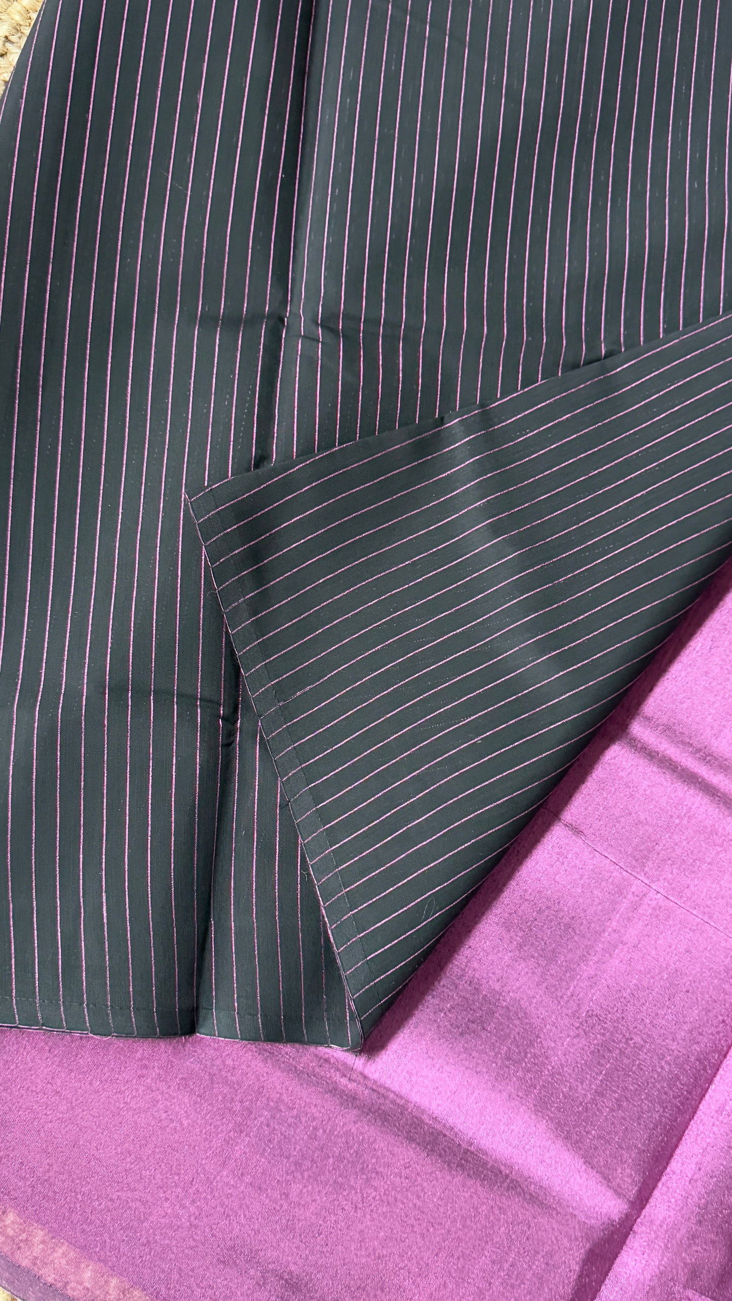 Purely Handwoven - Black with Pink Tissue Zari Weaving