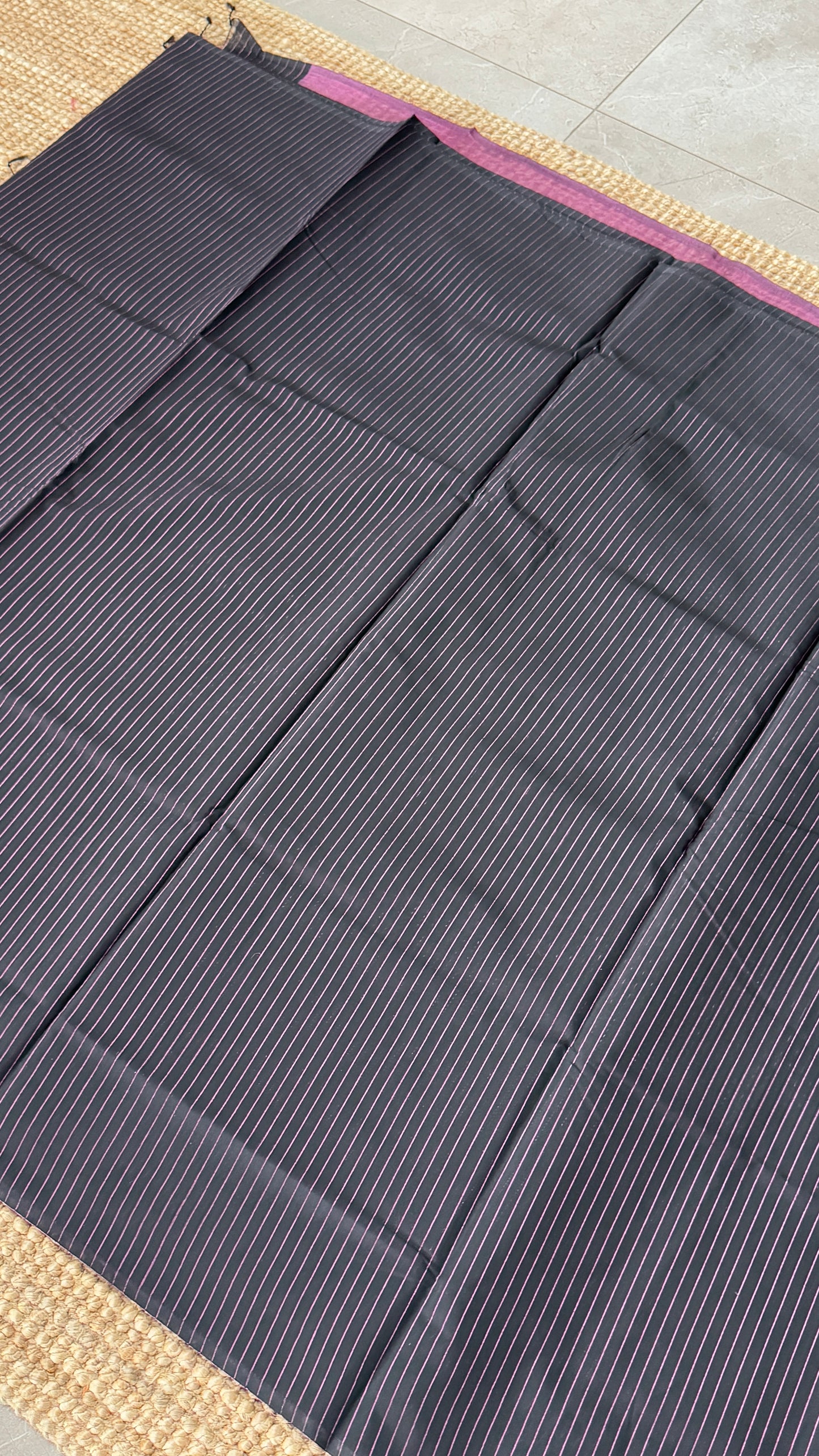 Purely Handwoven - Black with Pink Tissue Zari Weaving