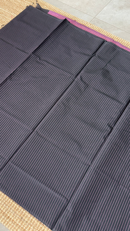 Purely Handwoven - Black with Pink Tissue Zari Weaving