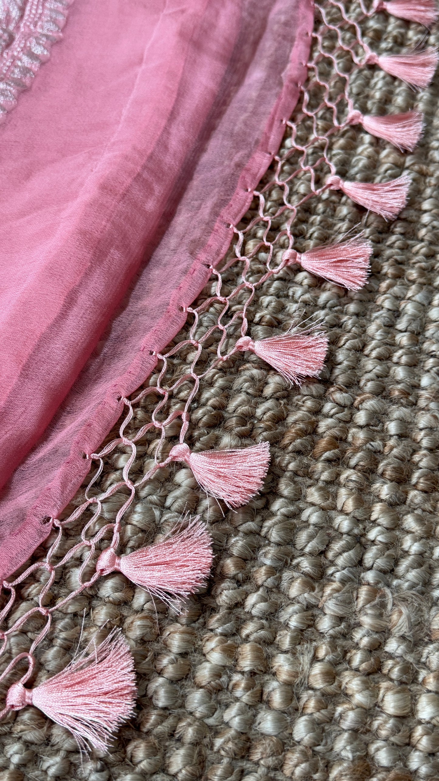 Pure Khaddi Chiffon Banarasi Silk Saree – Pink