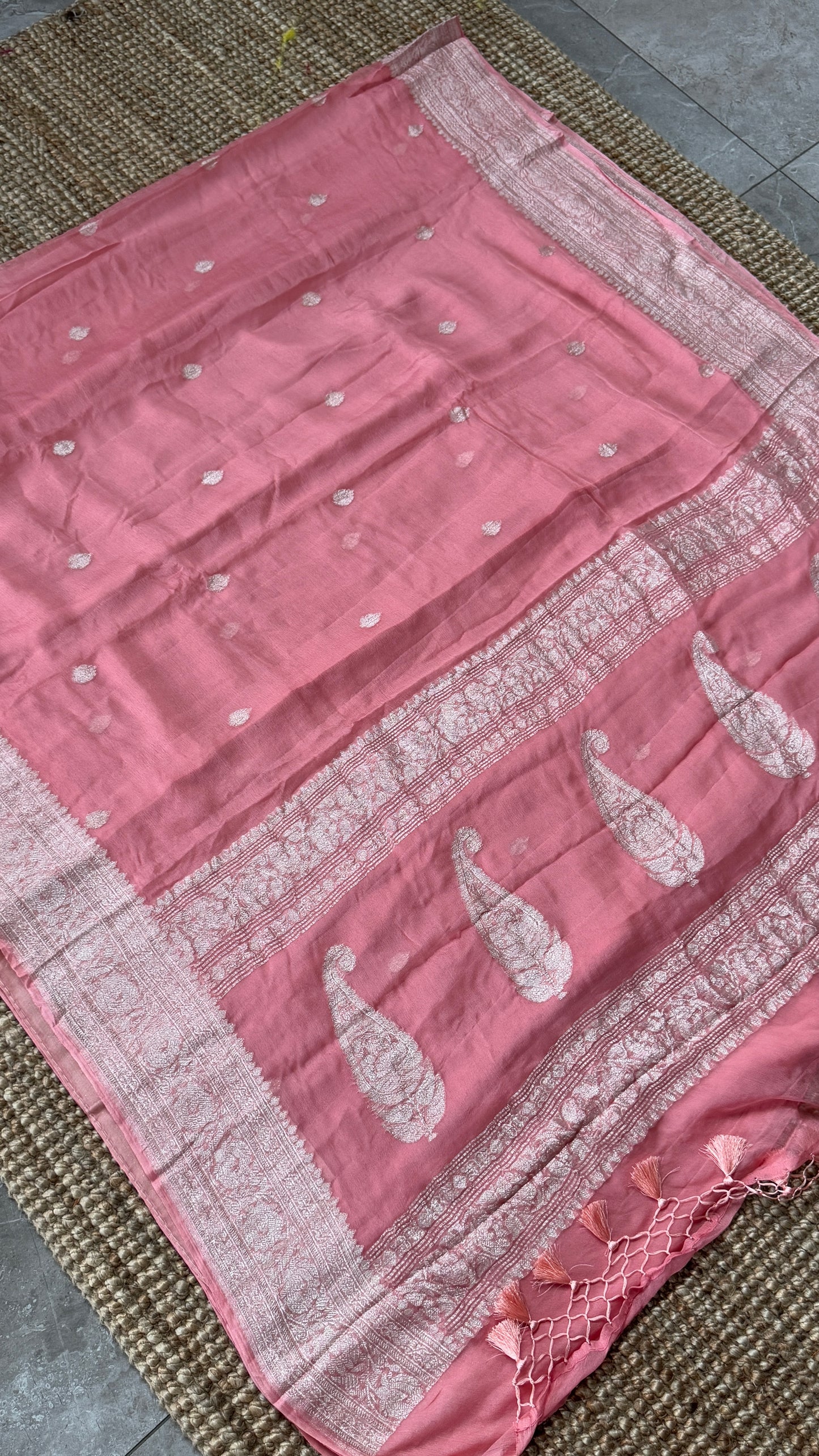 Pure Khaddi Chiffon Banarasi Silk Saree – Pink
