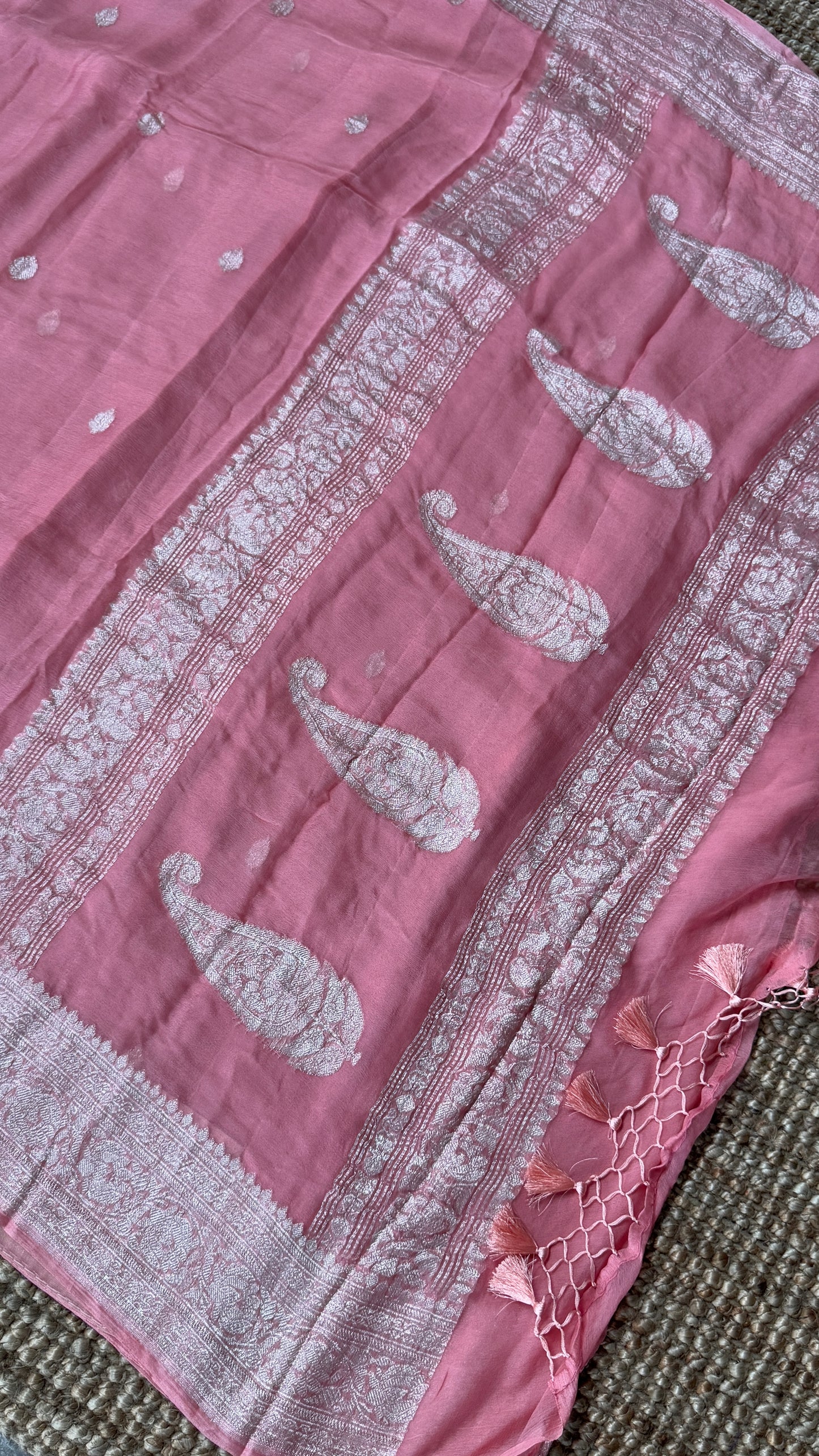 Pure Khaddi Chiffon Banarasi Silk Saree – Pink