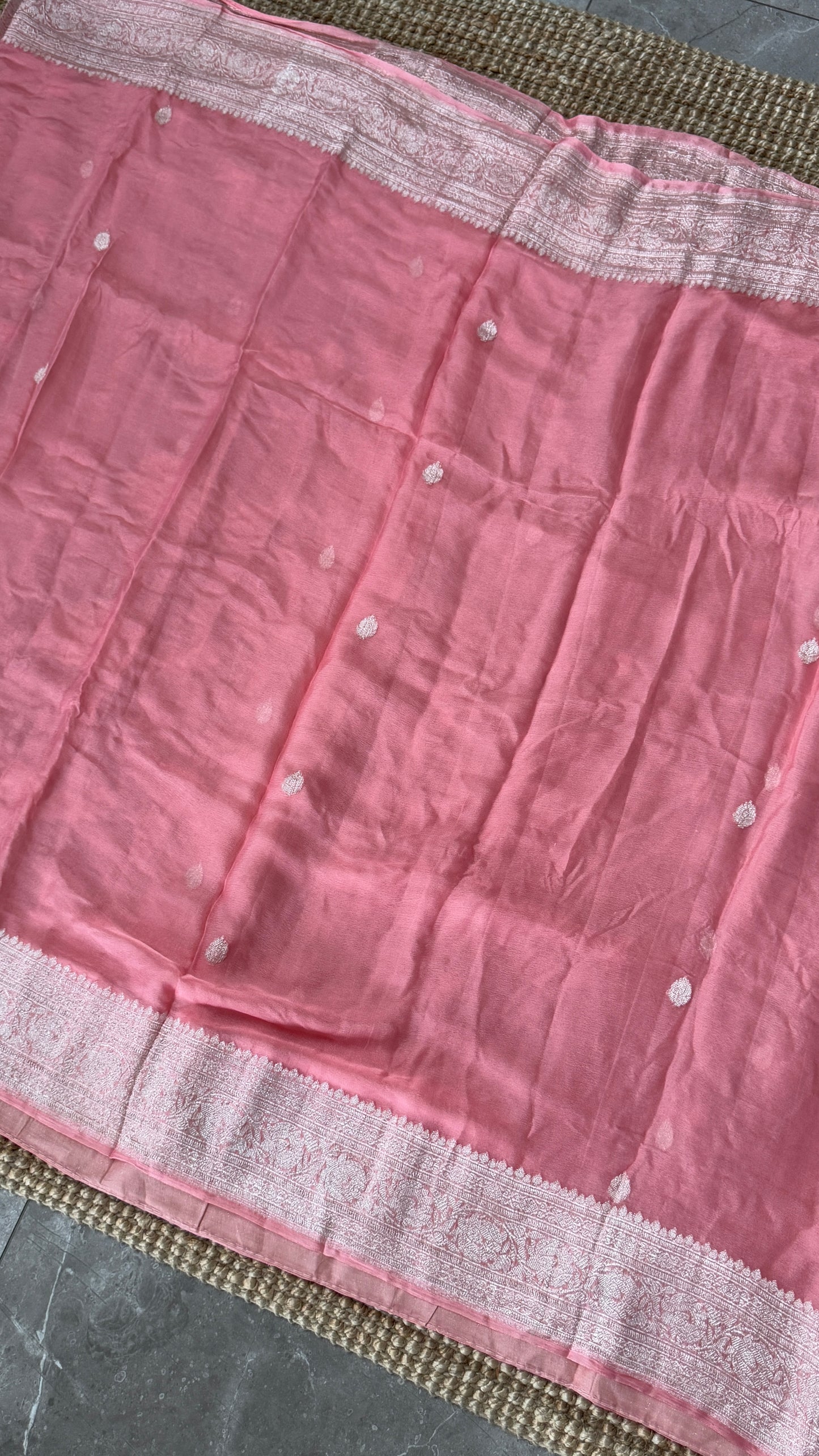 Pure Khaddi Chiffon Banarasi Silk Saree – Pink