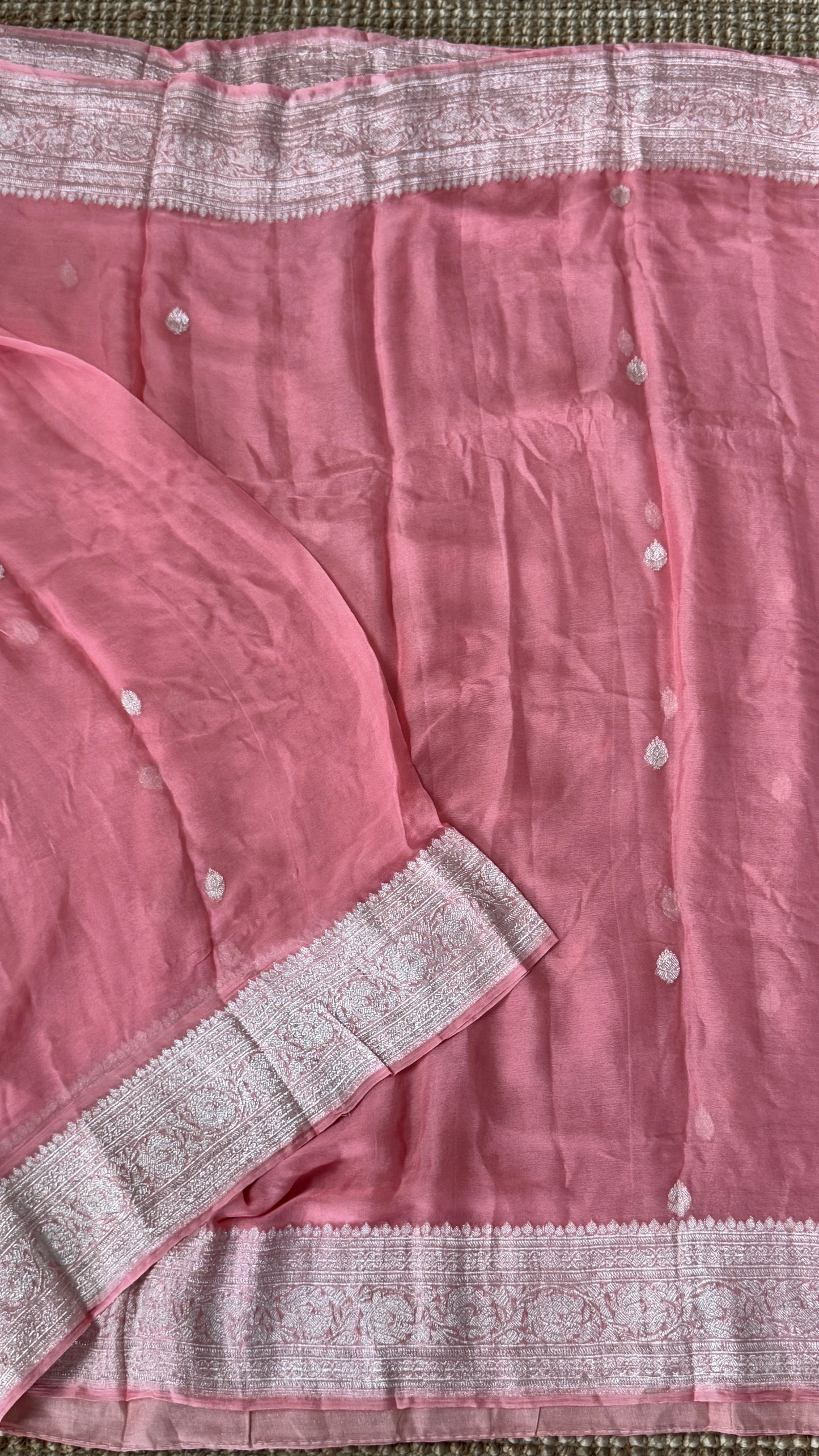 Pure Khaddi Chiffon Banarasi Silk Saree – Pink