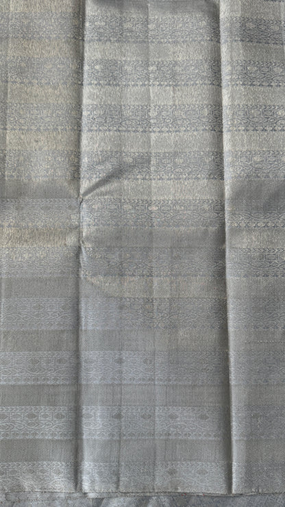 Pure Kanchivaram Silk Saree – Silver Grey Elegance Woven in Tradition