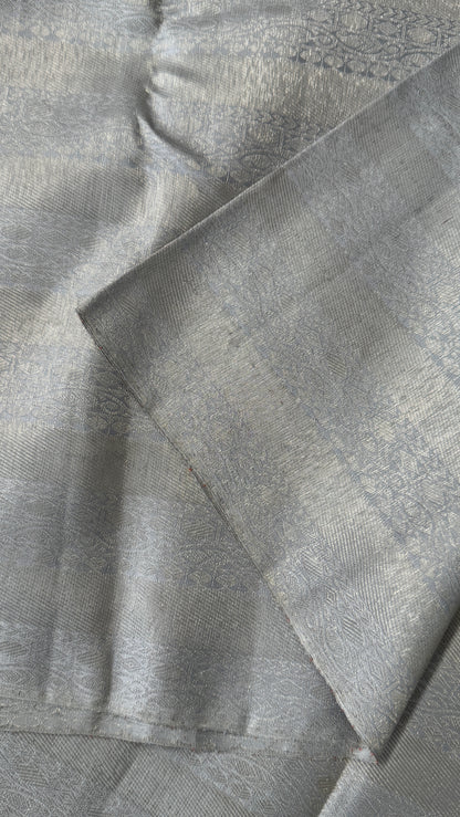 Pure Kanchivaram Silk Saree – Silver Grey Elegance Woven in Tradition