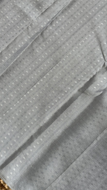 Pure Kanchivaram Silk Saree – Silver Grey Elegance Woven in Tradition