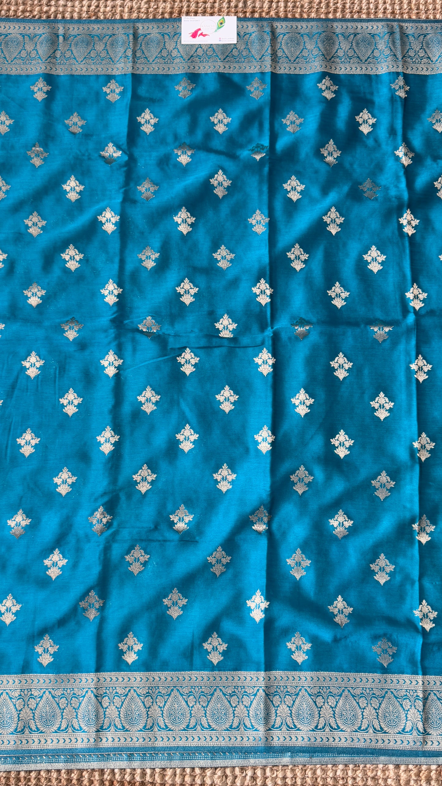 Elegant Georgette Crepe Silk Saree with Antique Gold Banarasi Borders - Blue