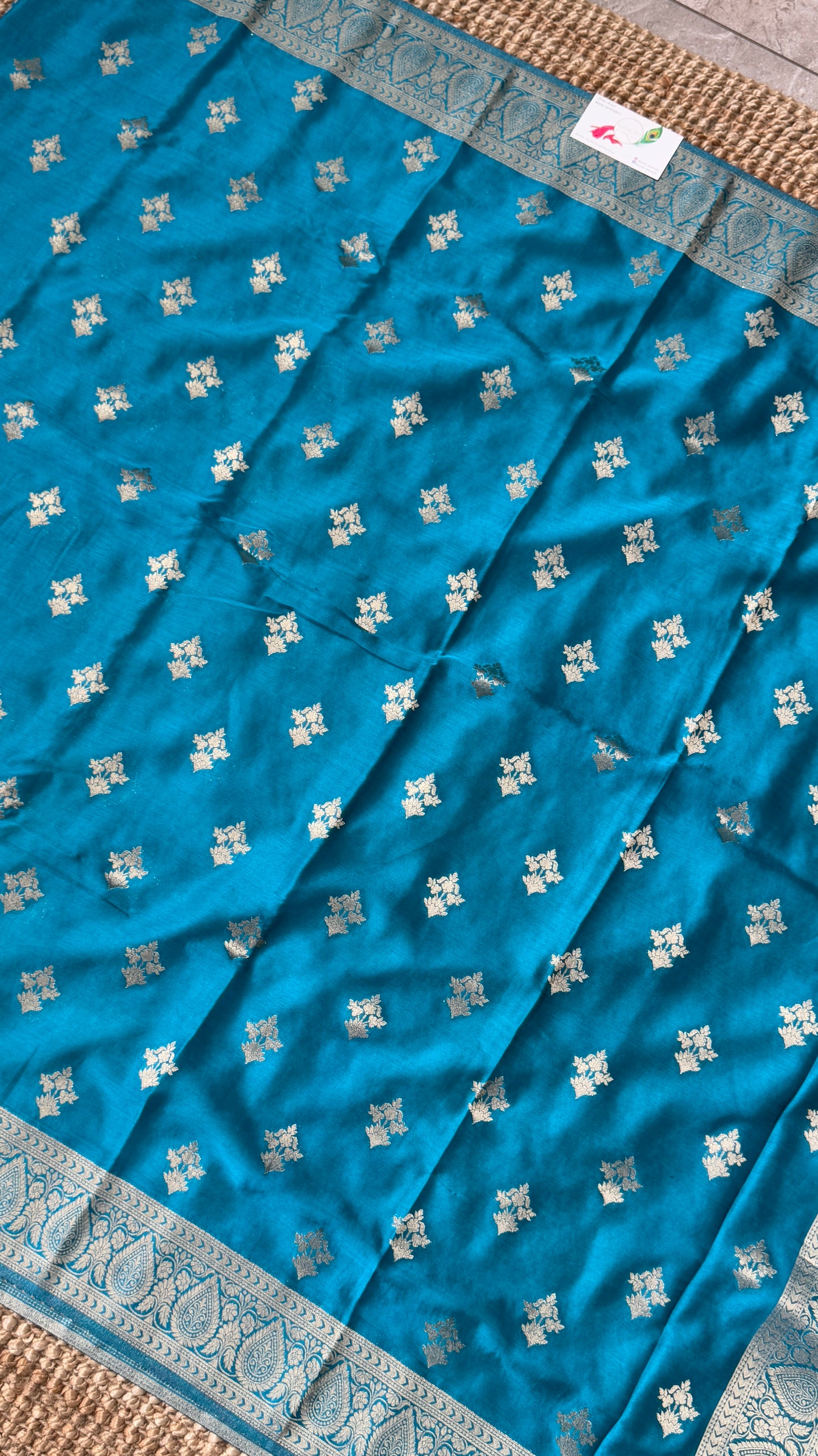 Elegant Georgette Crepe Silk Saree with Antique Gold Banarasi Borders - Blue