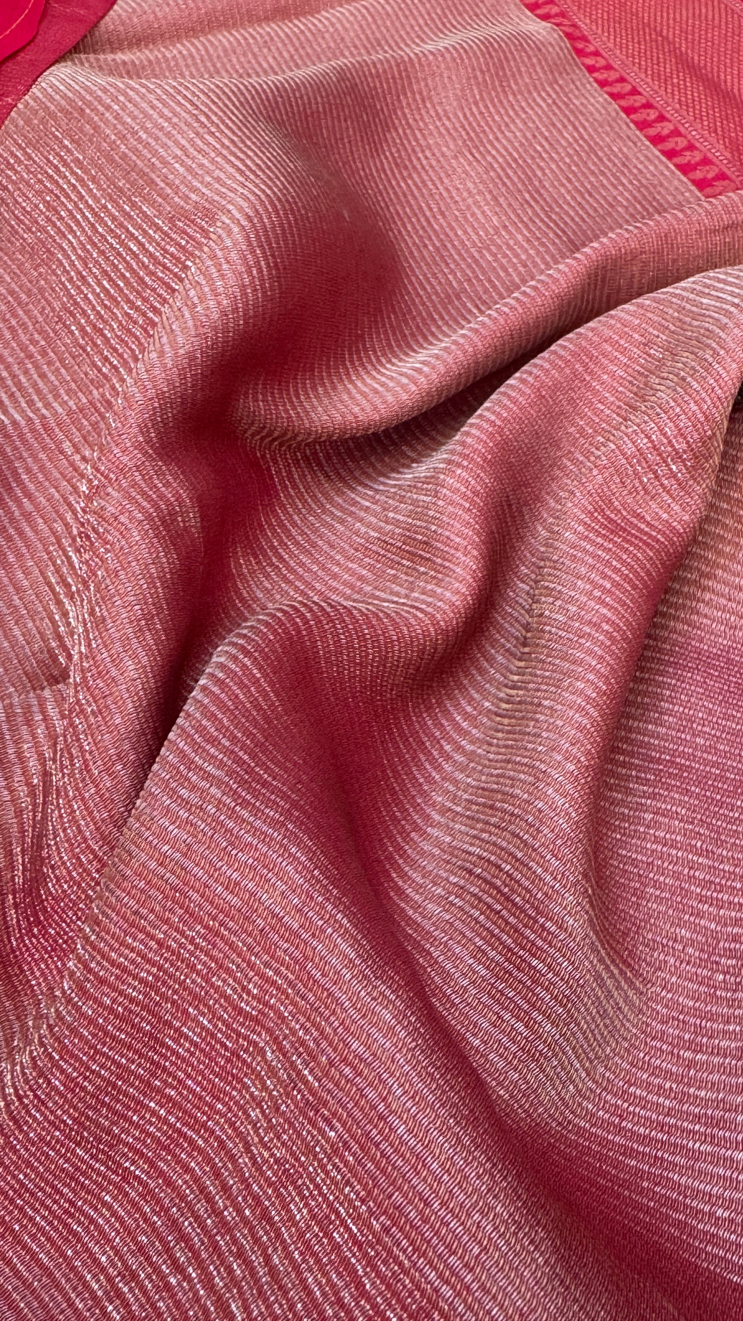 Pure Tissue Kanchivaram in Temple Border - Candy Pink