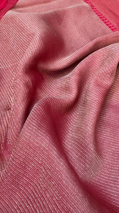 Pure Tissue Kanchivaram in Temple Border - Candy Pink