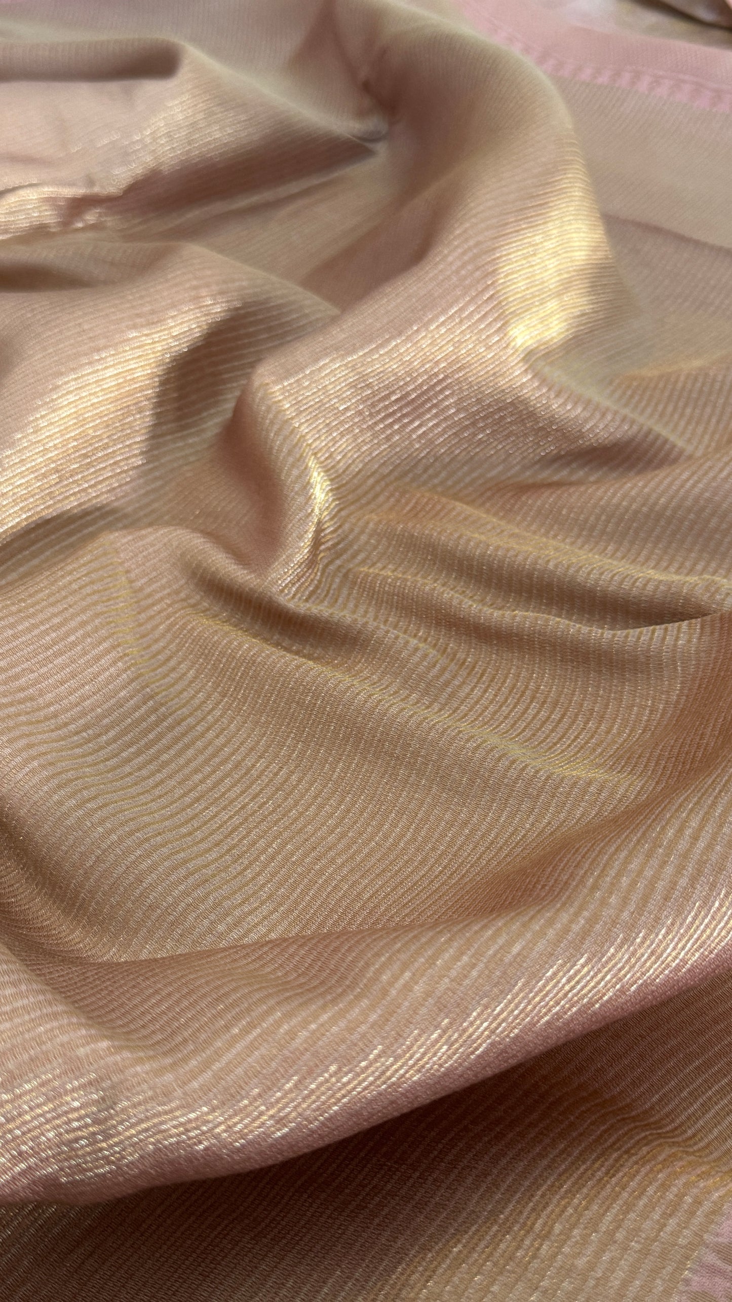 Pure Tissue Kanchivaram in Temple Border - Baby Pink