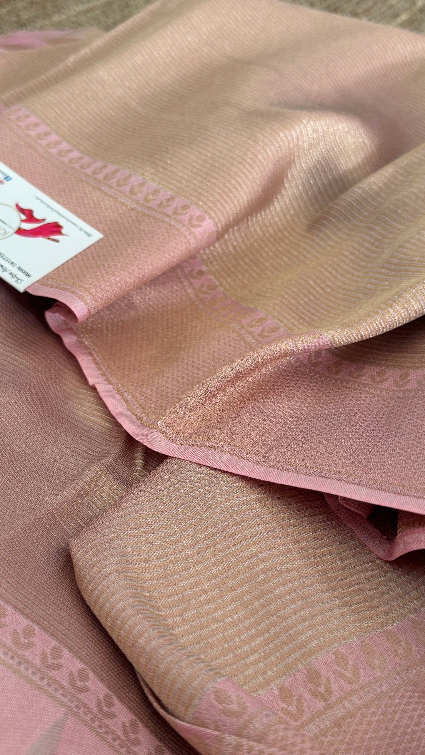 Pure Tissue Kanchivaram in Temple Border - Baby Pink