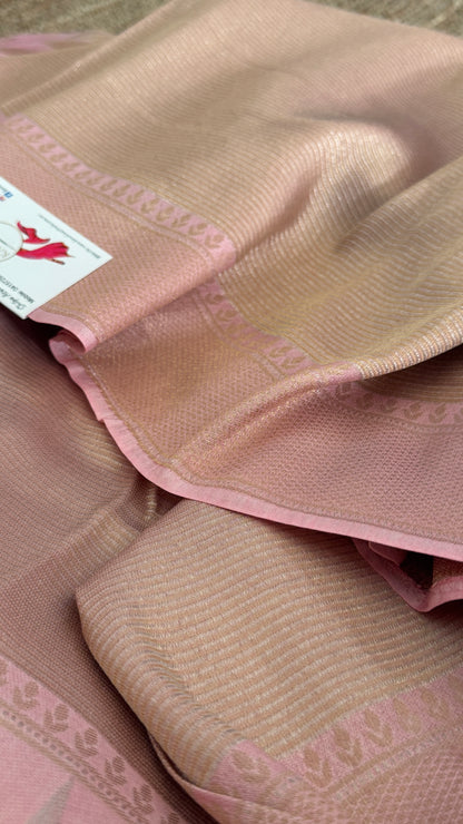 Pure Tissue Kanchivaram in Temple Border - Baby Pink