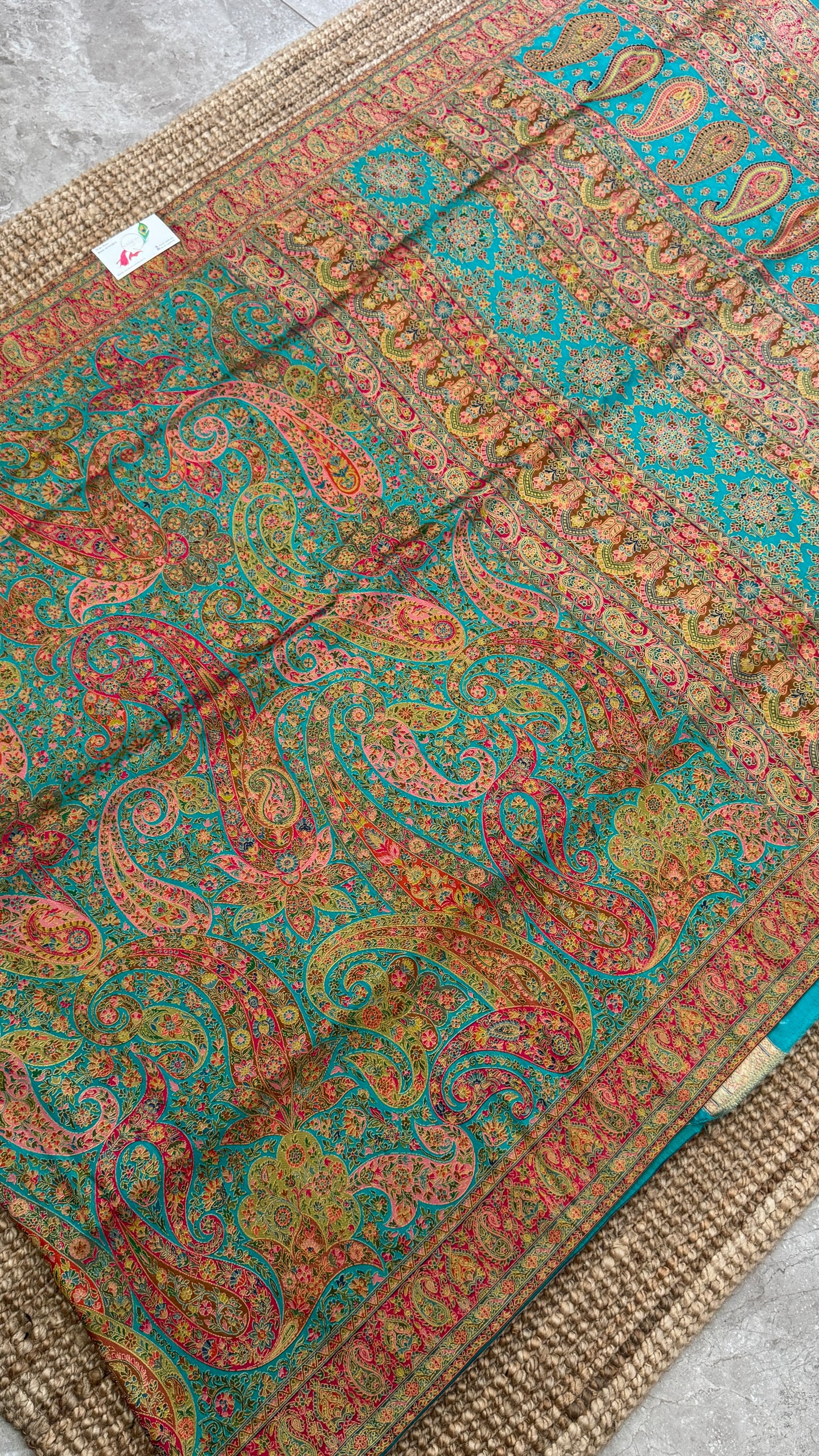 A Kashmiri Pashmina Banarasi Handwoven Floral Saree - Blue