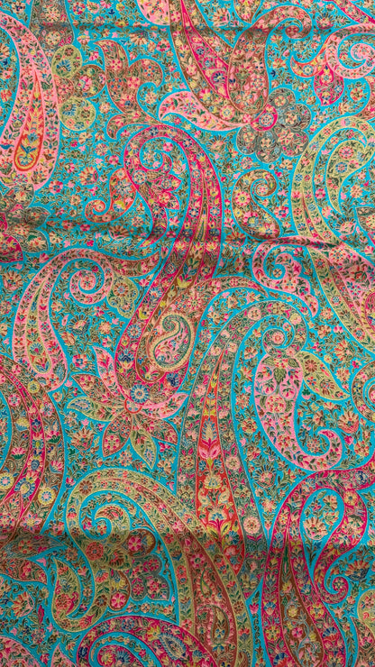 A Kashmiri Pashmina Banarasi Handwoven Floral Saree - Blue