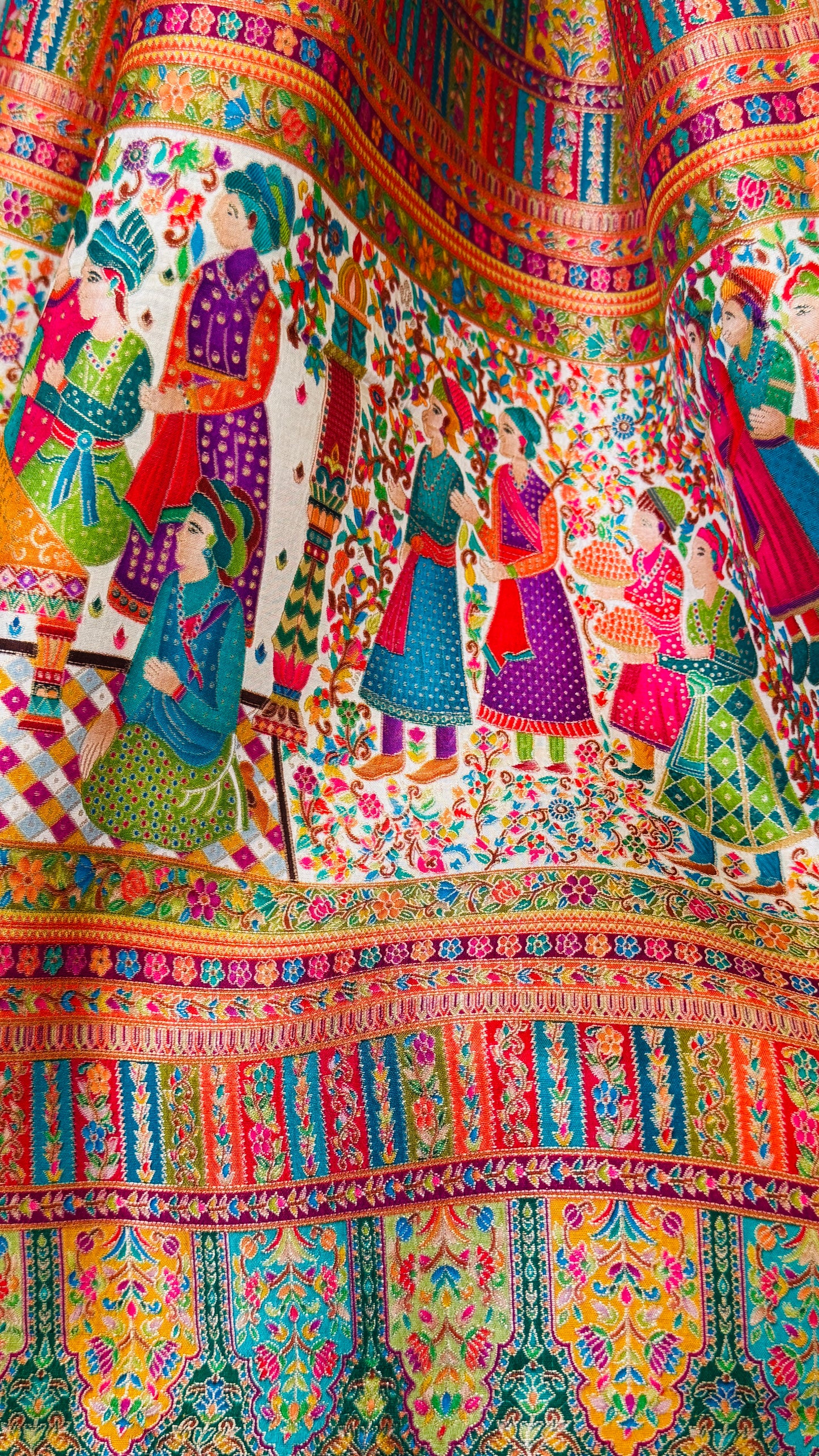 A Kashmiri Pashmina Banarasi Handwoven Storytelling Sarees - Yellow