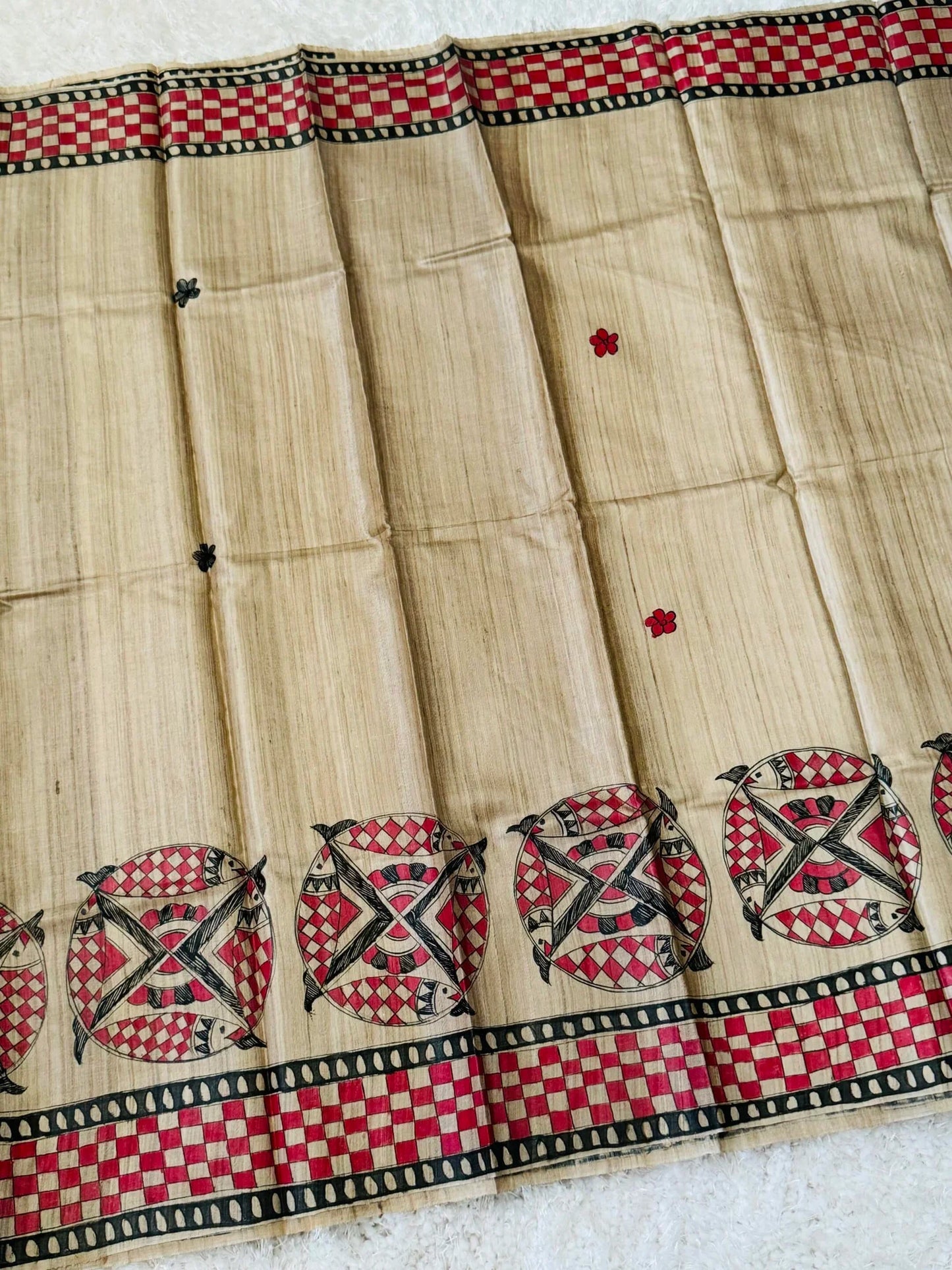 PURE TUSSAR SILK – HANPAINTED MADHUBHANI PRINT
