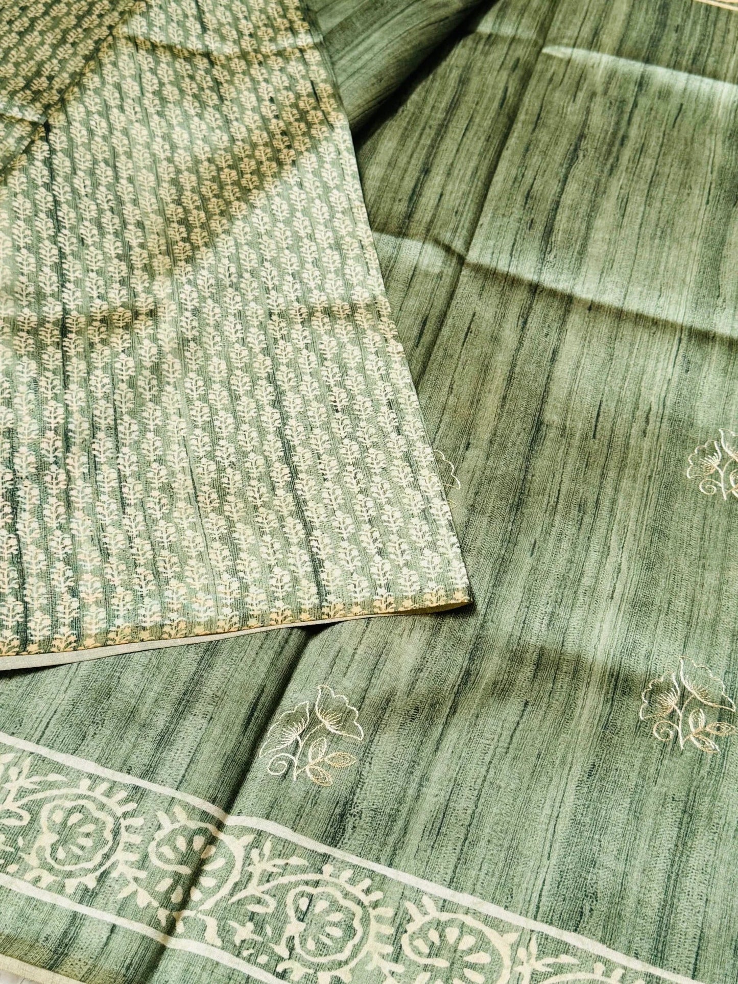 Jute soft raw printed silk saree