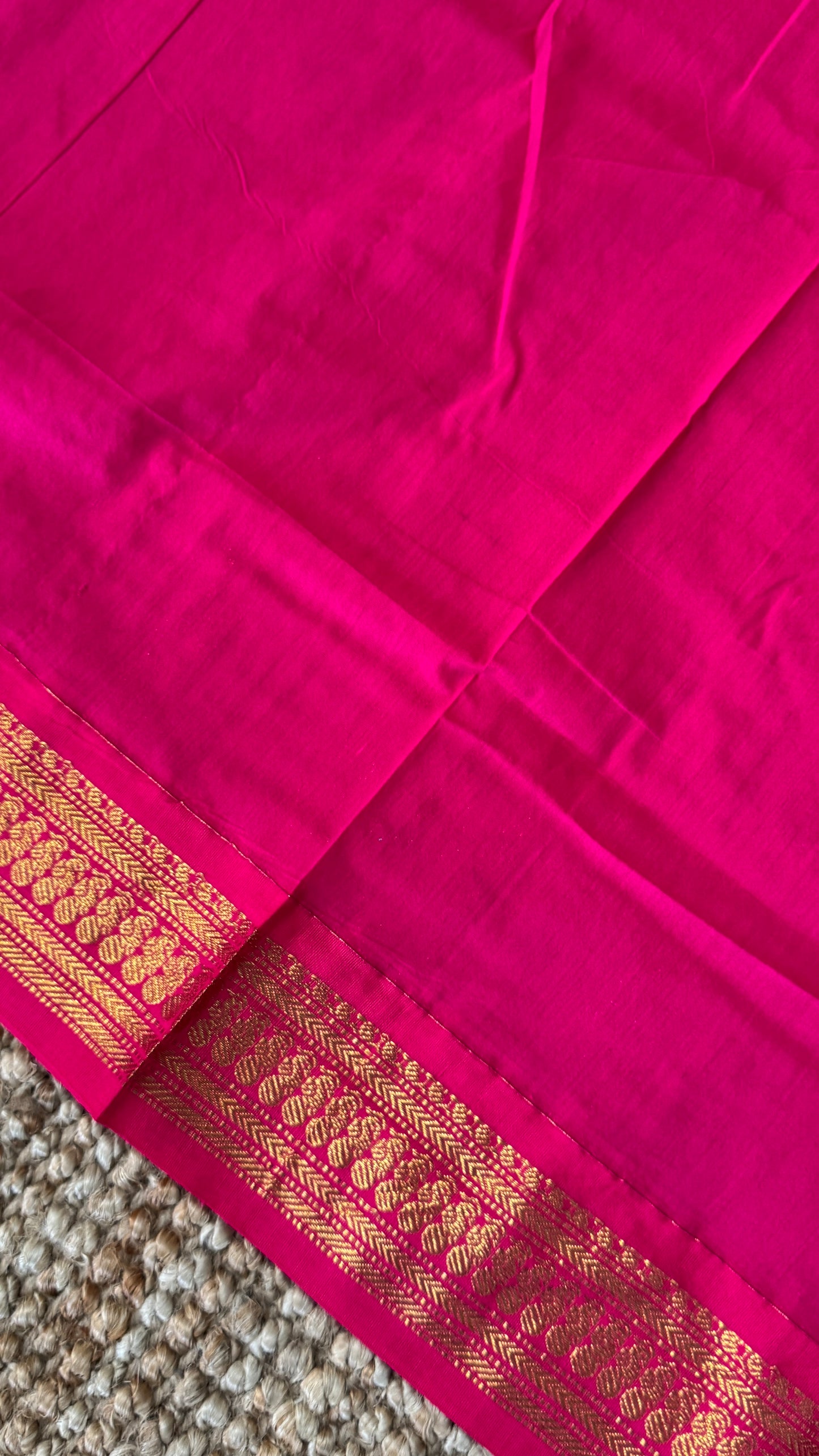 Purely Hand-Woven - Baby Pink Cotton Silk Saree with Dark Pink Border