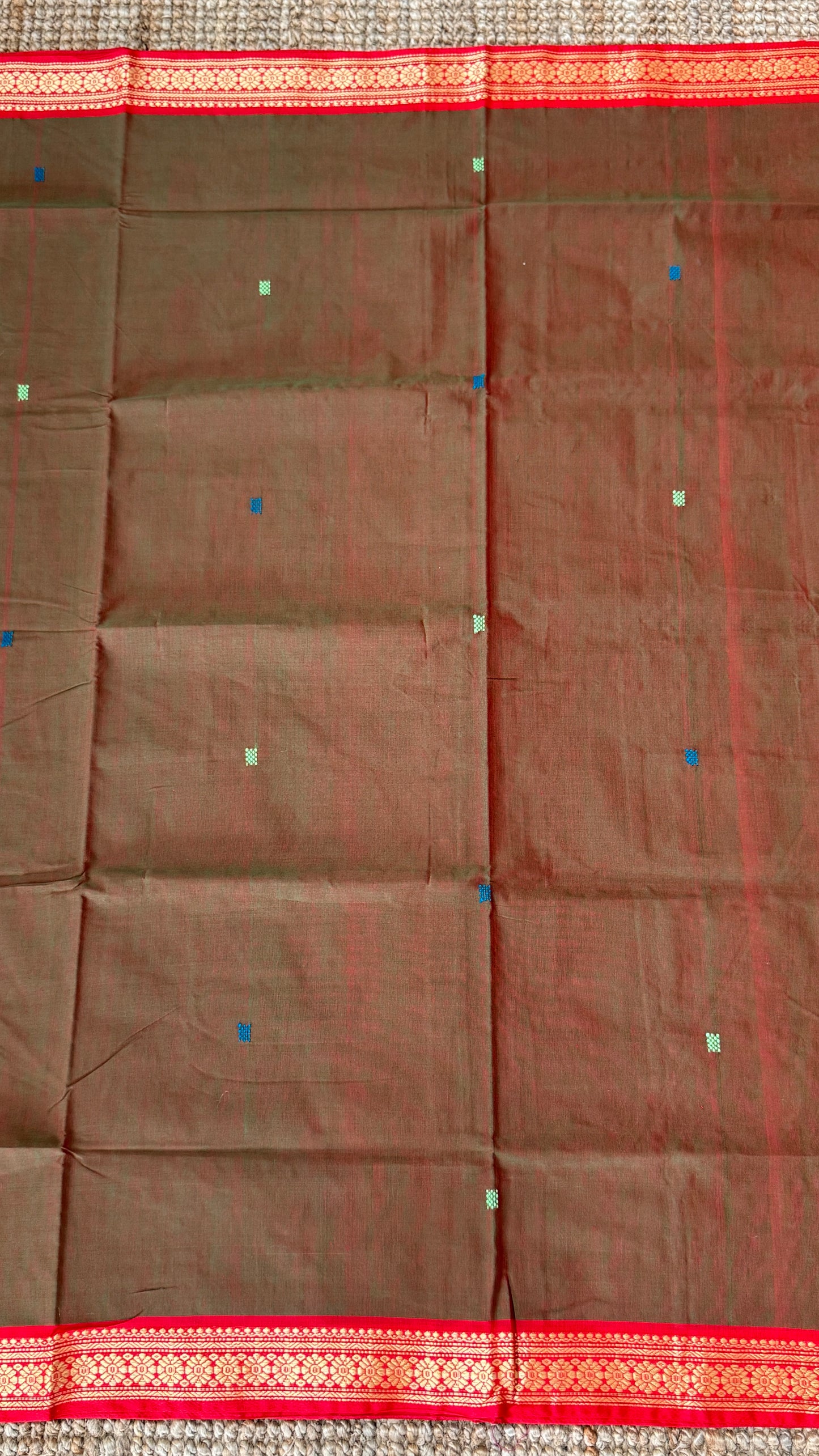 Soft Chettinad Cotton Sarees - Traditional Greenish red