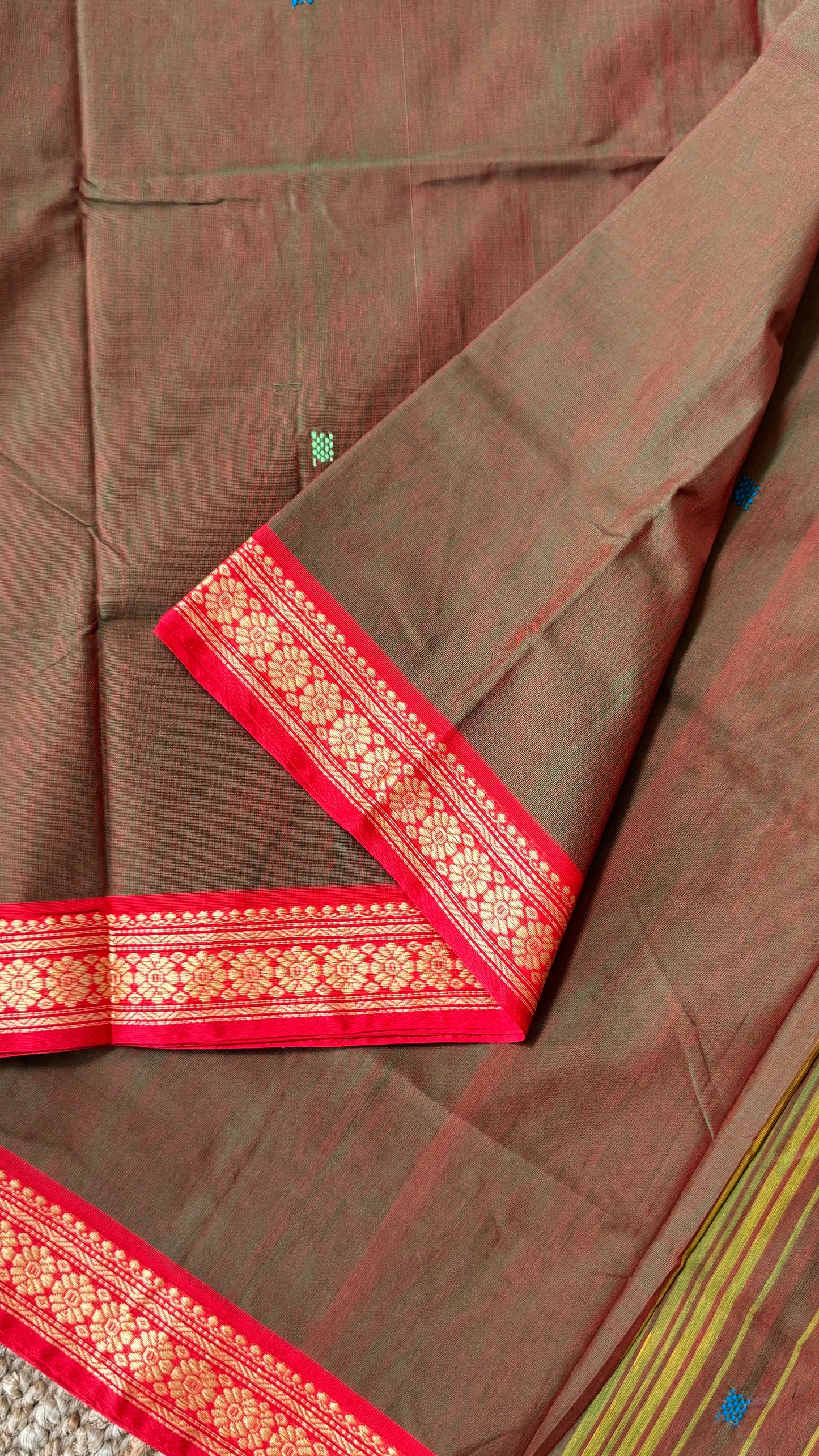 Soft Chettinad Cotton Sarees - Traditional Greenish red