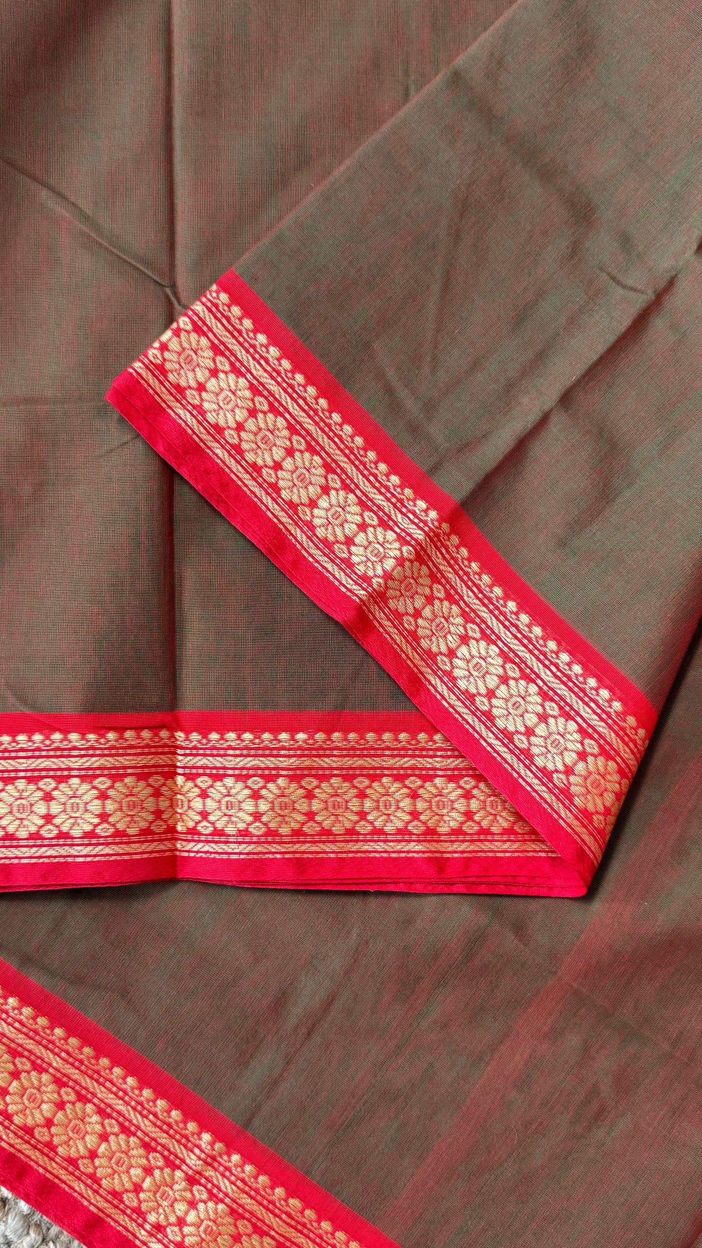 Soft Chettinad Cotton Sarees - Traditional Greenish red