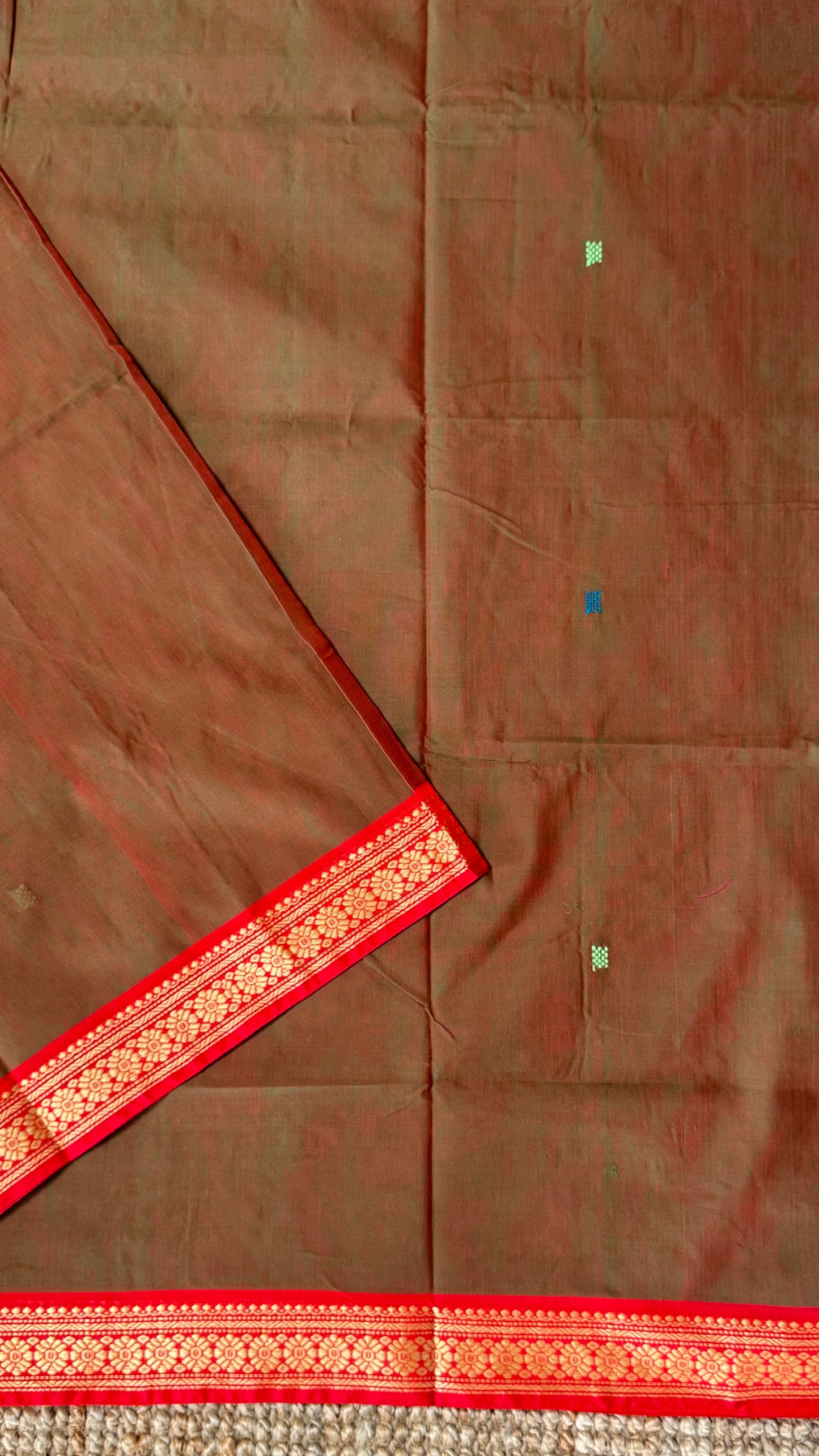Soft Chettinad Cotton Sarees - Traditional Greenish red