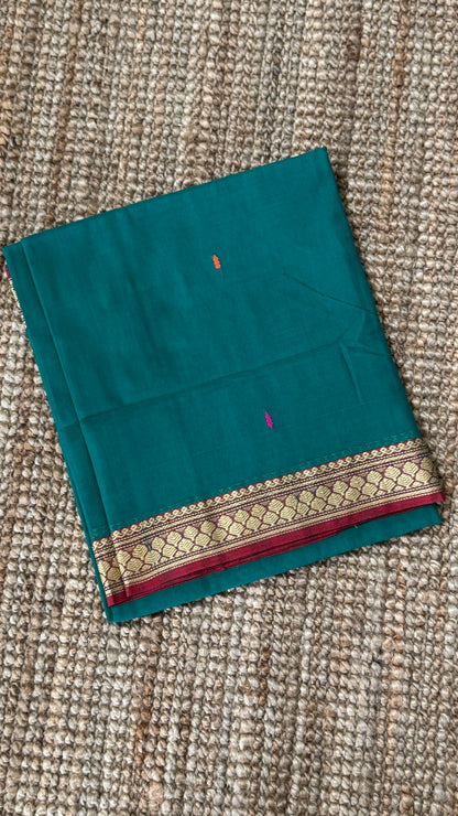 Soft Chettinad Cotton Sarees - Traditional Rama Blue