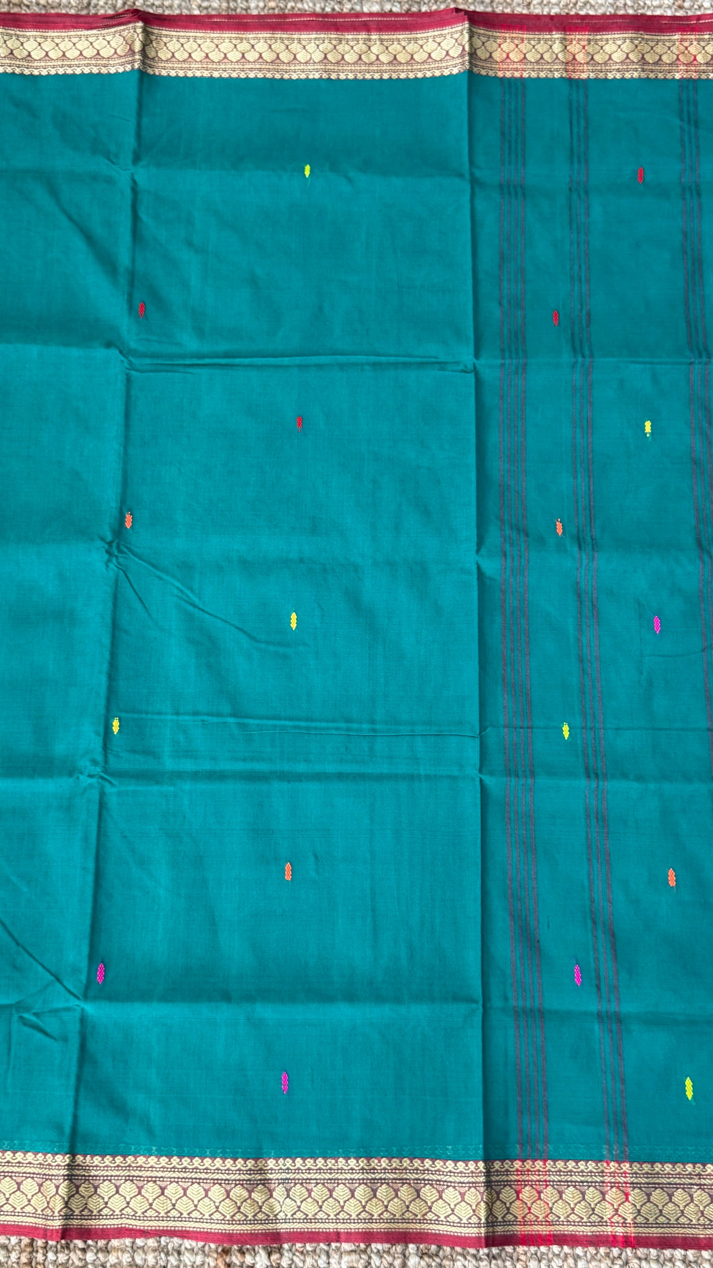 Soft Chettinad Cotton Sarees - Traditional Rama Blue