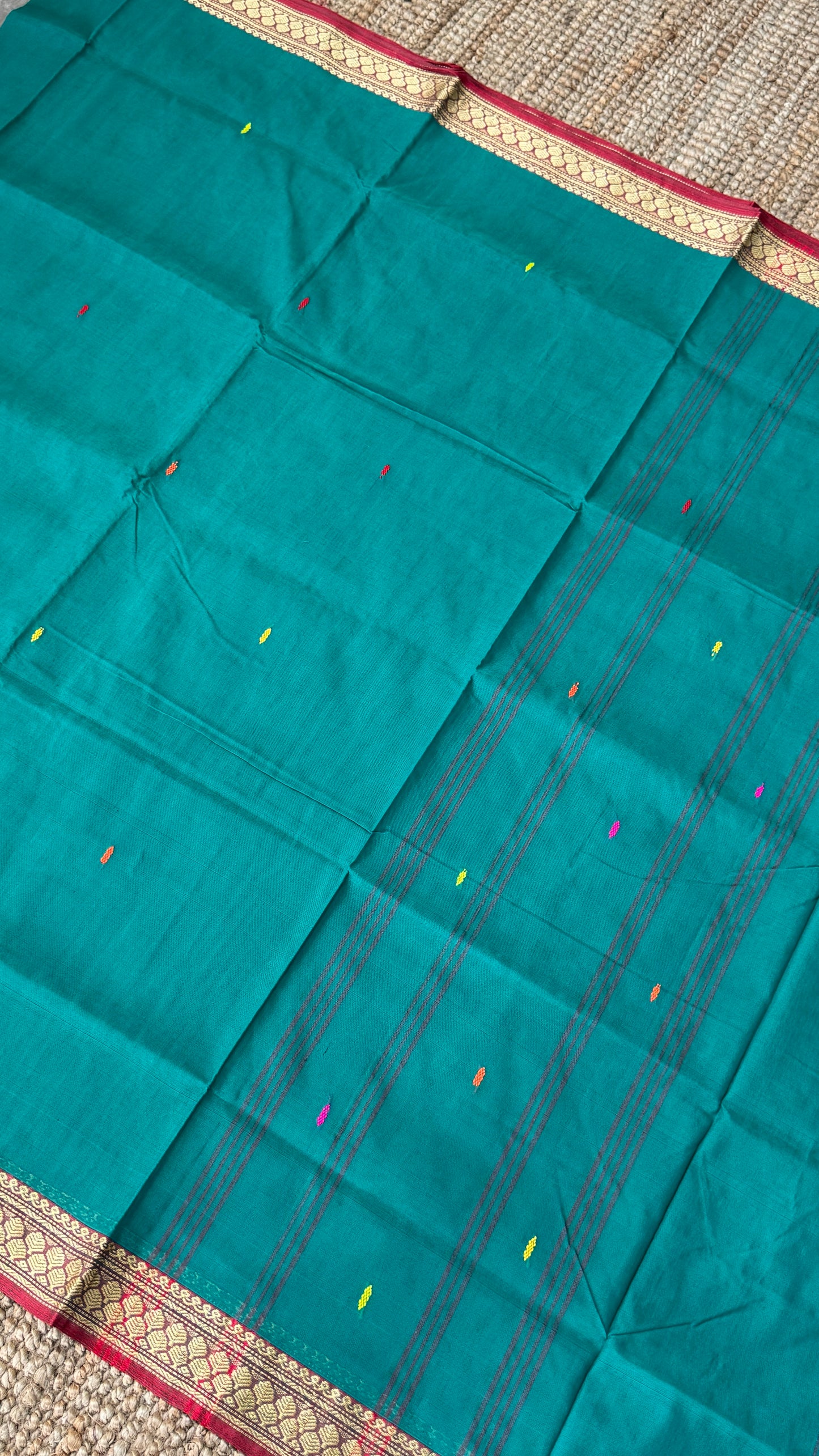 Soft Chettinad Cotton Sarees - Traditional Rama Blue